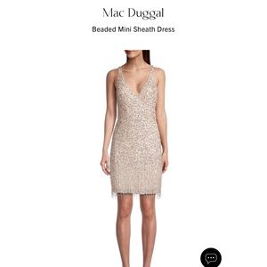 Mac Duggal White Beaded Mini Sheath Dress ✨